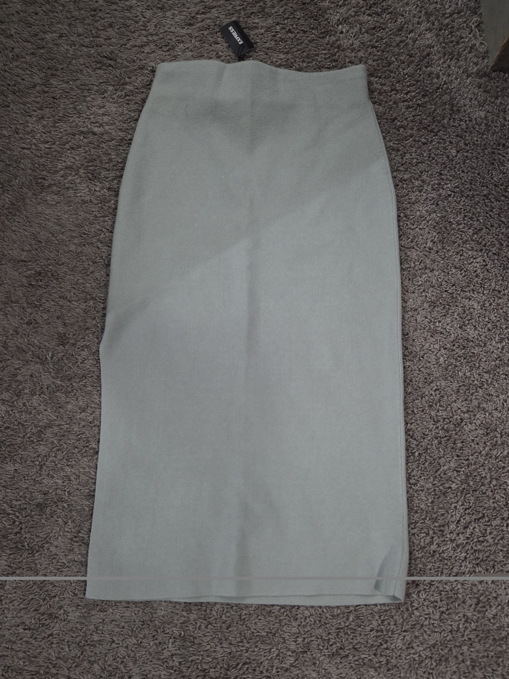 Express Light Sage High-Waist Pencil Skirt with Side Slit - Picture 2 of 5